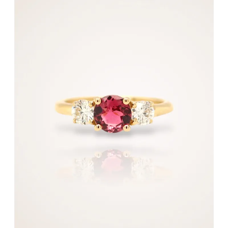 Three Flower Ring aus 585 Gelbgold mit Pink Turmalin | Moreen