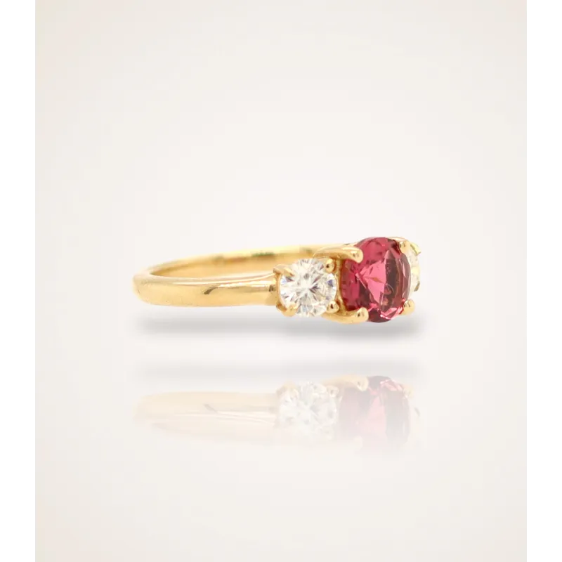Three Flower Ring aus 585 Gelbgold mit Pink Turmalin | Moreen
