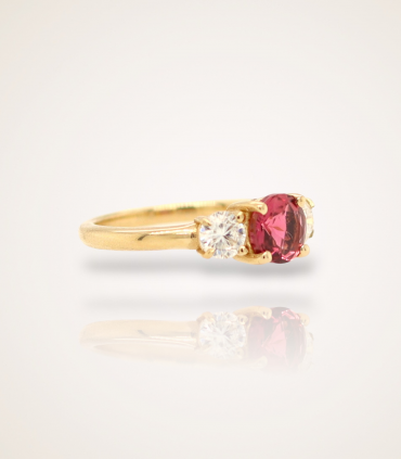 Three Flower Ring aus 585 Gelbgold mit Pink Turmalin | Moreen