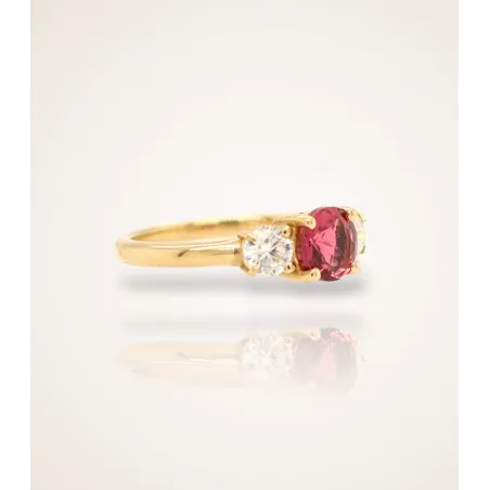 Three Flower Ring aus 585 Gelbgold mit Pink Turmalin | Moreen