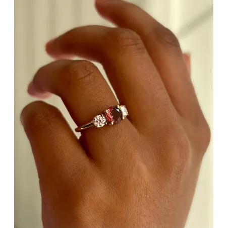 Three Flower Ring aus 585 Gelbgold mit Pink Turmalin | Moreen
