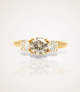 Three flower engagement ring (yellow gold)