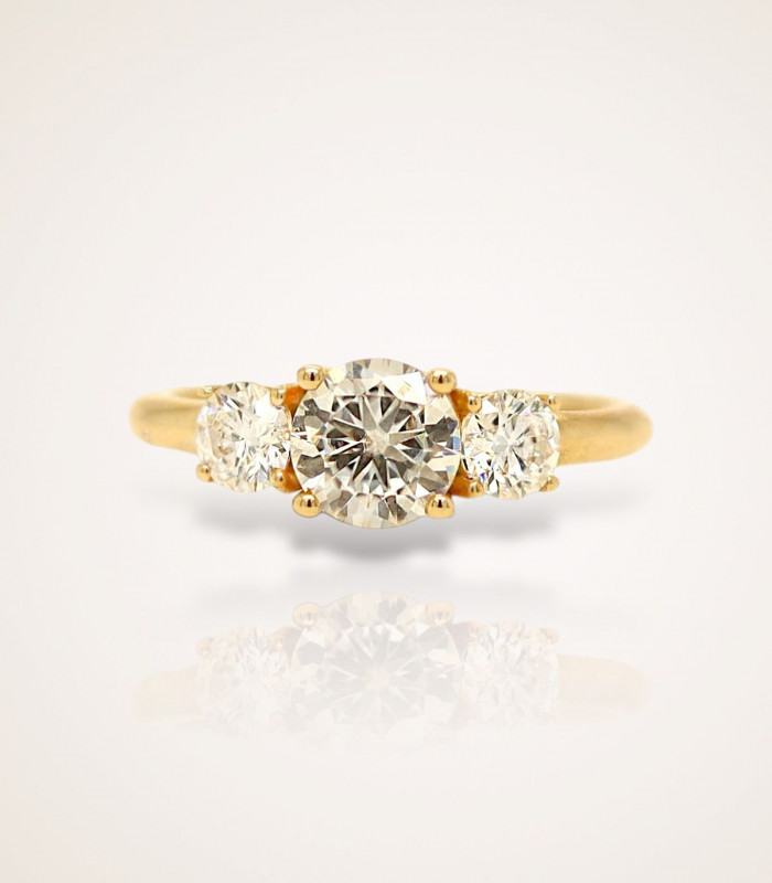 Three flower engagement ring (yellow gold)