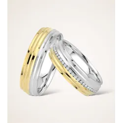Zeloria Bicolor Trauringe mit Diamanten | Moreen