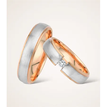 Avelora Bicolor Trauringe mit Diamant | Moreen