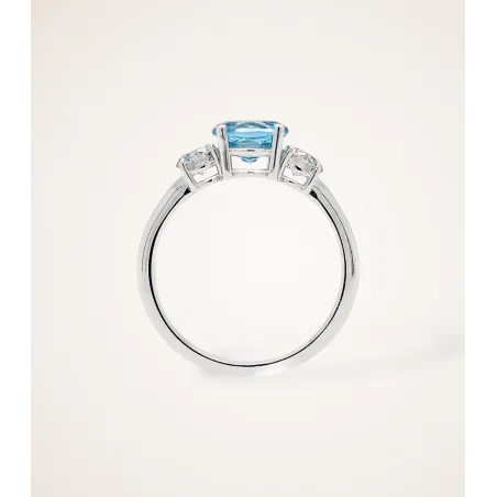 Three Flower Sky Blue Ring mit Topas & Moissanit | Moreen