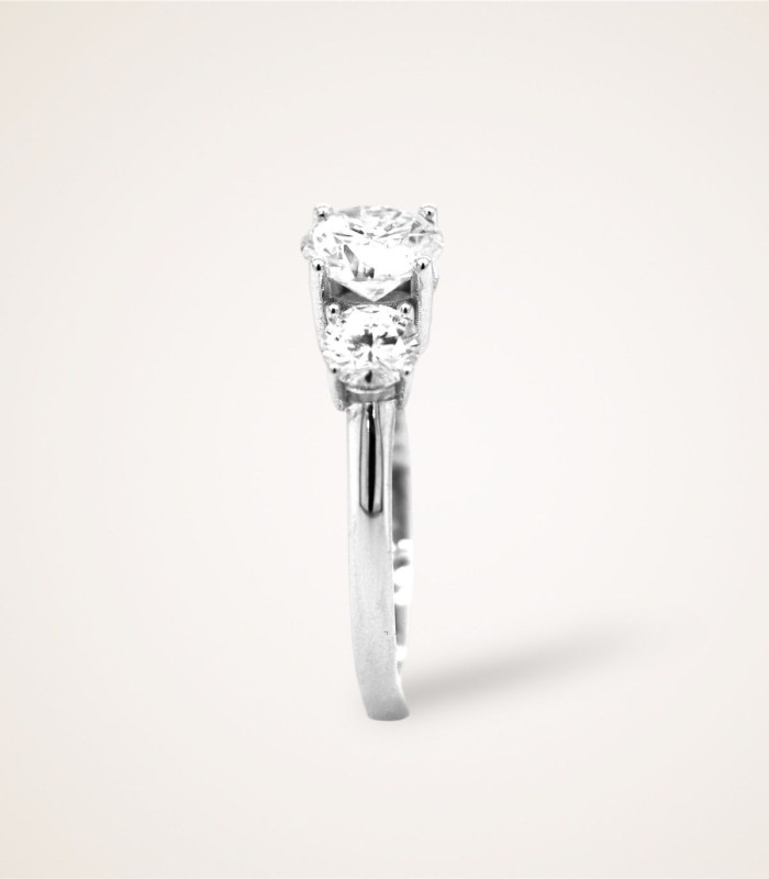Three flower engagement ring (white gold)