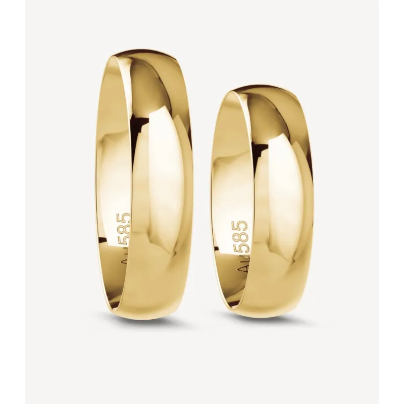 Klassische Eheringe in Gelbgold poliert (5 mm) | Moreen