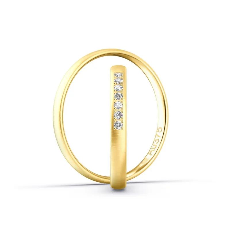 Eheringe aus 375 Gelbgold quermatt mit Brillanten | Moreen