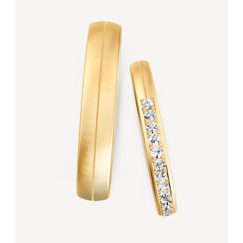 Amélie Eheringe Gelbgold mit Diamanten | Moreen