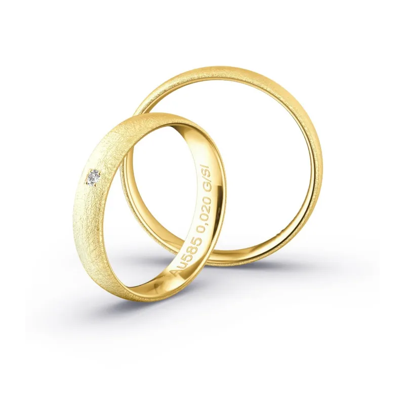 ICEMAT Eheringe in 585 Gelbgold mit Diamant | Moreen