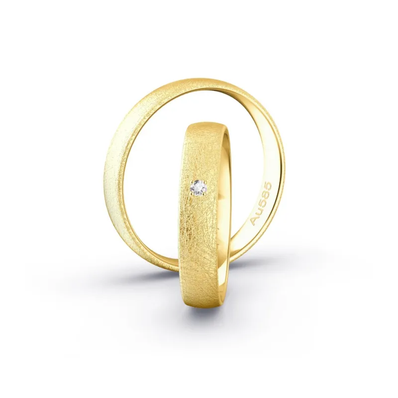 ICEMAT Eheringe in 585 Gelbgold mit Diamant | Moreen