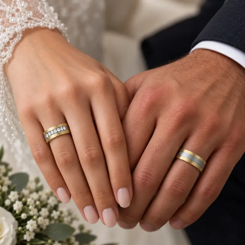 Avelina Trauringe Gelbgold Weißgold mit Diamanten | Moreen