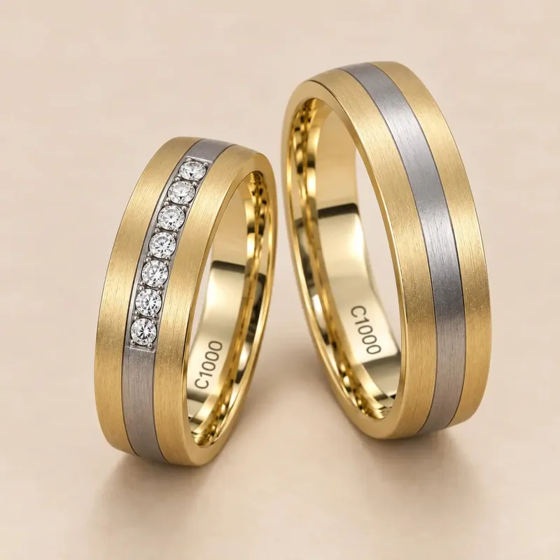 Avelina Trauringe Gelbgold Weißgold mit Diamanten | Moreen