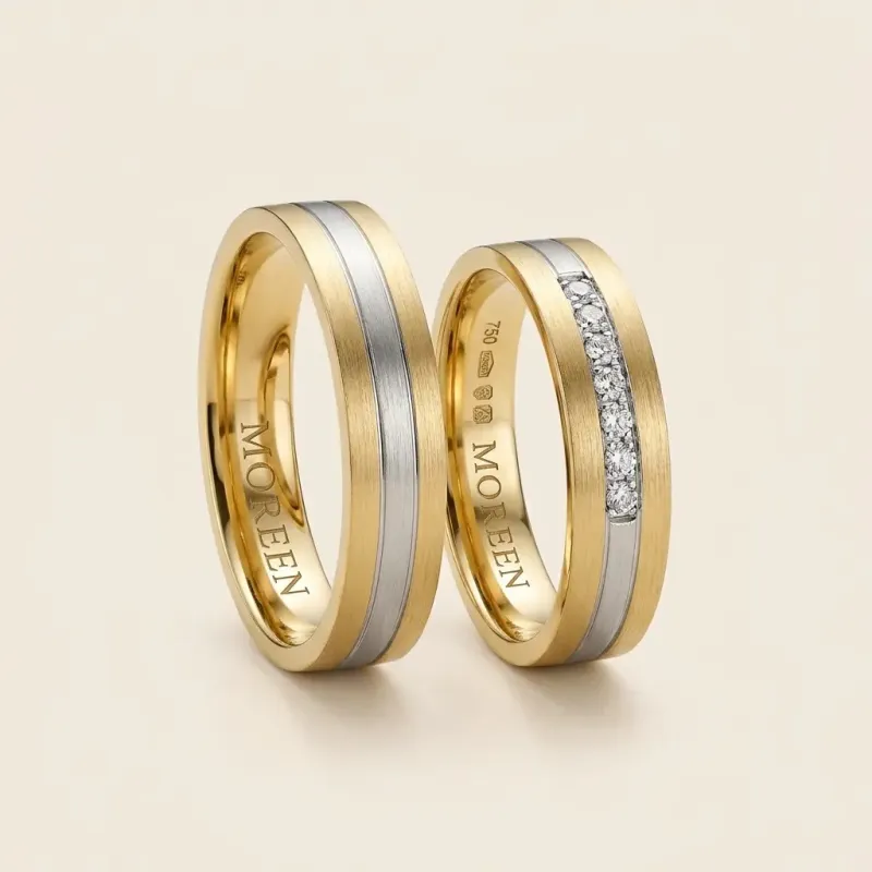 Avelina Trauringe Gelbgold Weißgold mit Diamanten | Moreen