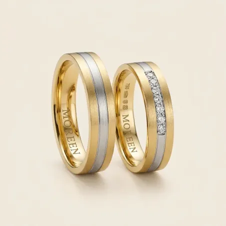 Avelina Trauringe Gelbgold Weißgold mit Diamanten | Moreen