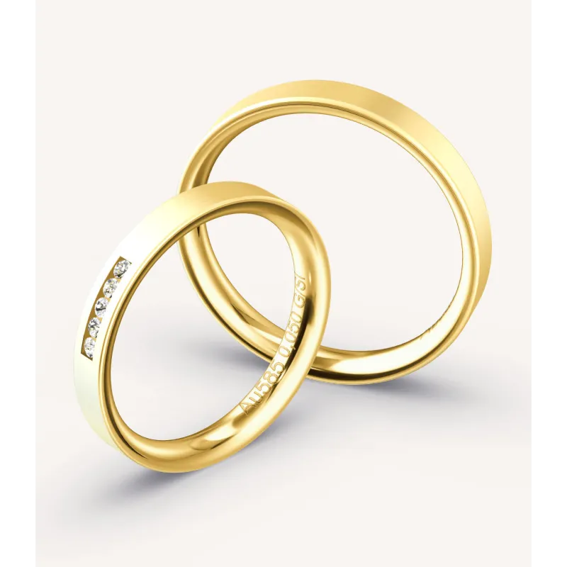 Mireva Trauringe aus Gelbgold mit Diamanten | Moreen