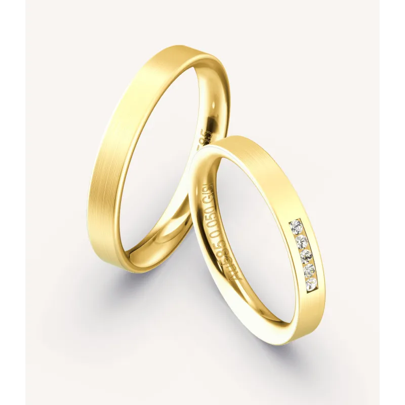 Mireva Trauringe aus Gelbgold mit Diamanten | Moreen