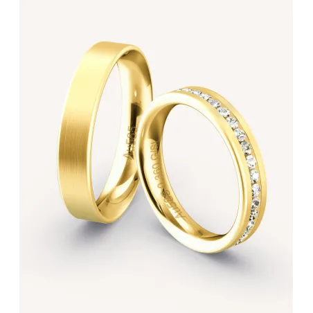 Evelisse Trauringe Gelbgold mit Diamanten | Moreen
