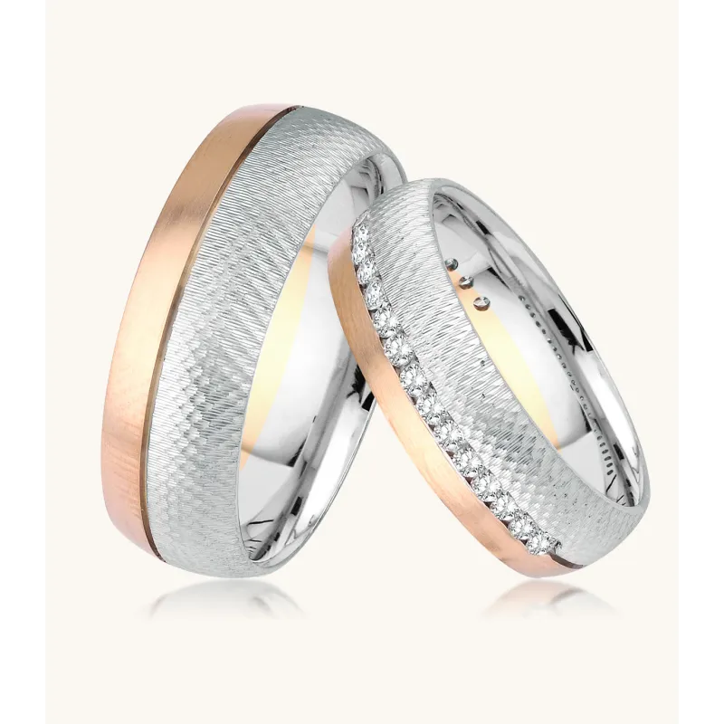 Valenza Bicolor Eheringe mit Diamanten | Moreen