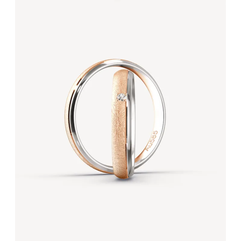 Amaris Trauringe Rosé- & Weißgold mit Diamant | Moreen