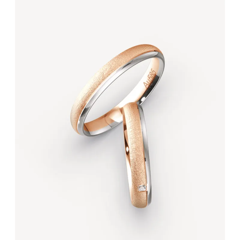Amaris Trauringe Rosé- & Weißgold mit Diamant | Moreen
