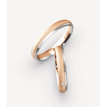 Amaris Trauringe Rosé- & Weißgold mit Diamant | Moreen