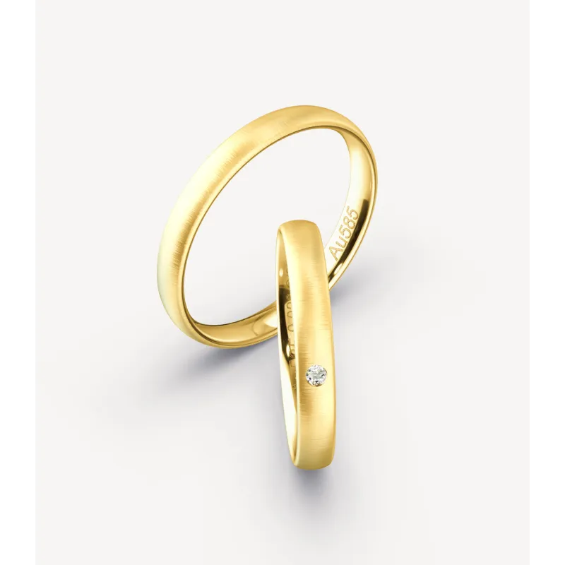 Nerina Trauringe aus Gelbgold mit Diamant | Moreen