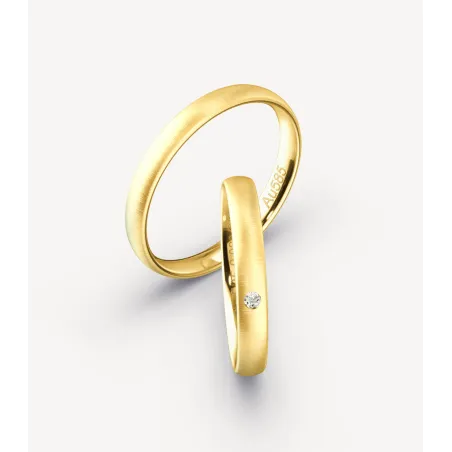 Nerina Trauringe aus Gelbgold mit Diamant | Moreen