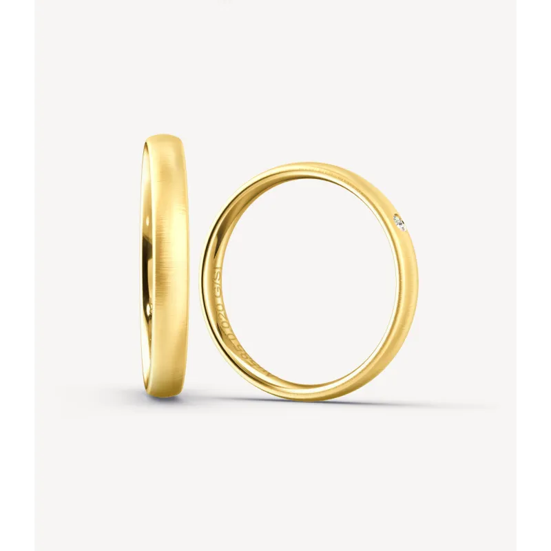Nerina Trauringe aus Gelbgold mit Diamant | Moreen