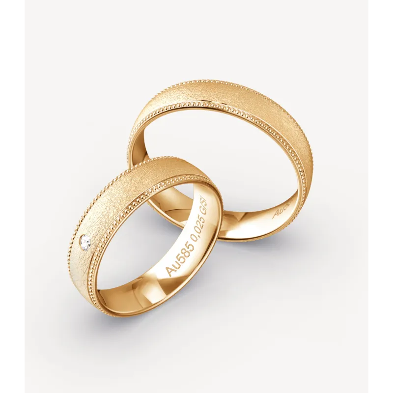 Velmira Trauringe aus Gelbgold mit Diamant | Moreen
