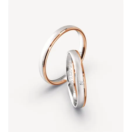 Elowen Trauringe Rosé- & Weißgold mit Diamant | Moreen