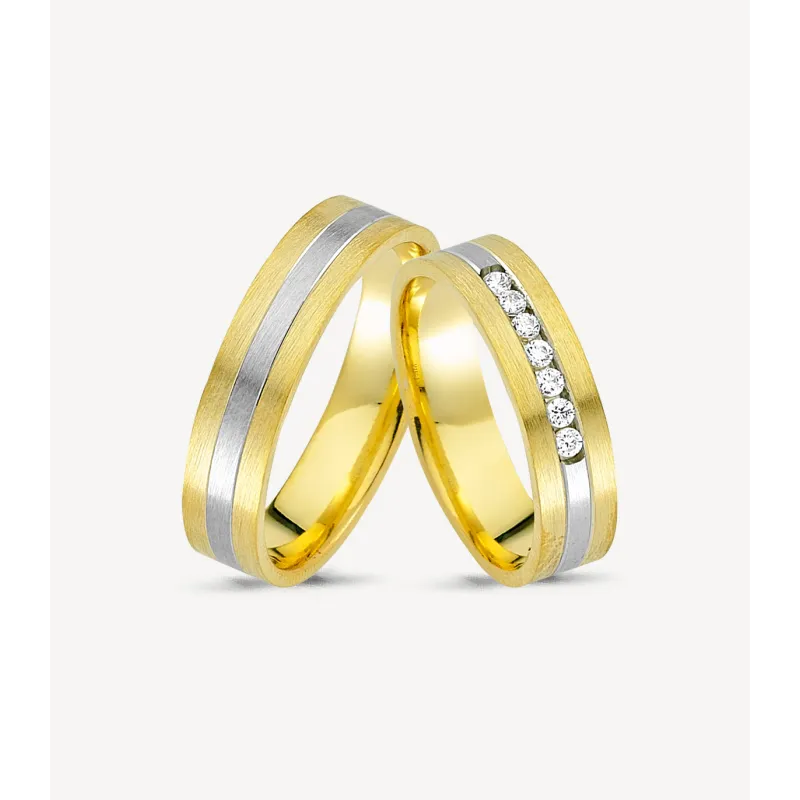 Avelina Trauringe Gelbgold Weißgold mit Diamanten | Moreen