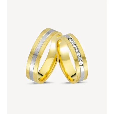 Avelina Trauringe Gelbgold Weißgold mit Diamanten | Moreen
